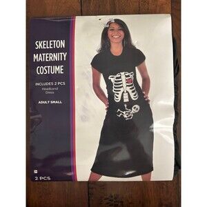 Women’s Skeleton Maternity Halloween Costume Dress Size Small New